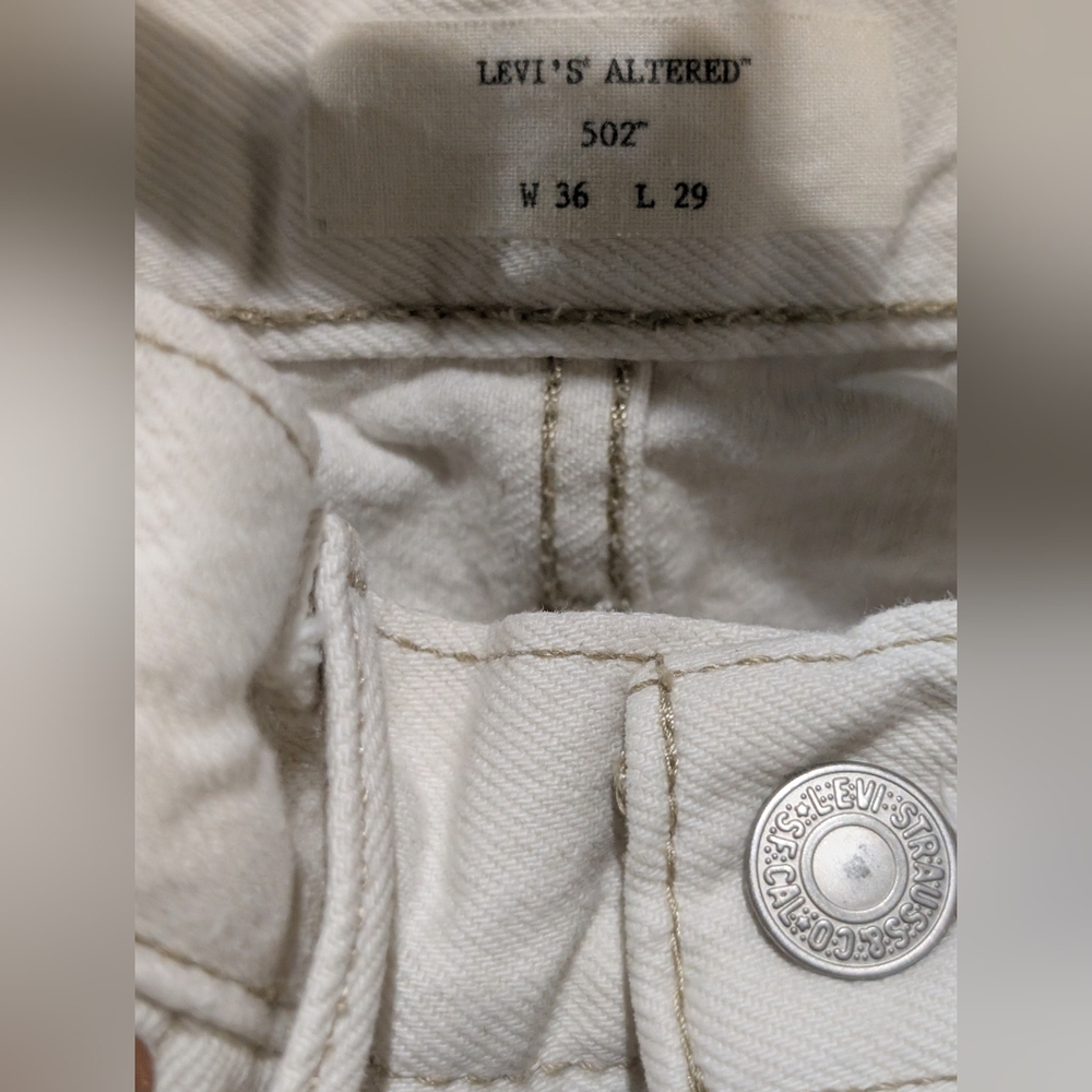 Levi's Men's 502 White Jeans W:36 L:29 - Picture 2 of 4